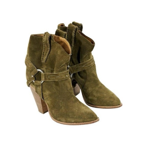 ETOILE ISABEL MARANT WESTERN ANKLE SUEDE BOOTIE SIZE 35 COLOR OLIVE GREEN - Picture 15 of 16